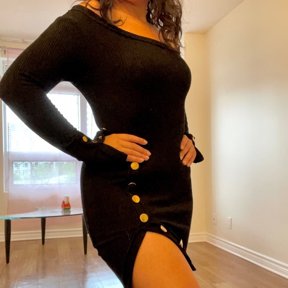 Black Long Sleeve Bodycon Dress - Picture 4 of 7